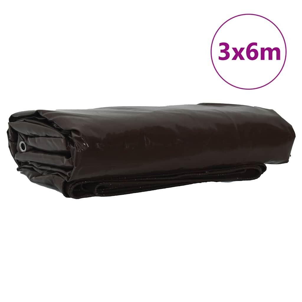 Bâche Vidaxl 650g m² marron toile 3 x 6 m avec enduction PVC
