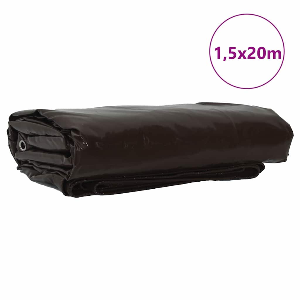Bâche Vidaxl 650g m² marron toile 1,5 x 20 m avec enduction PVC