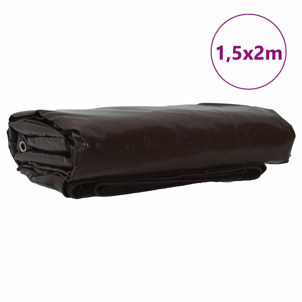 Bâche Vidaxl 650g m² marron toile 1,5 x 2 m avec enduction PVC