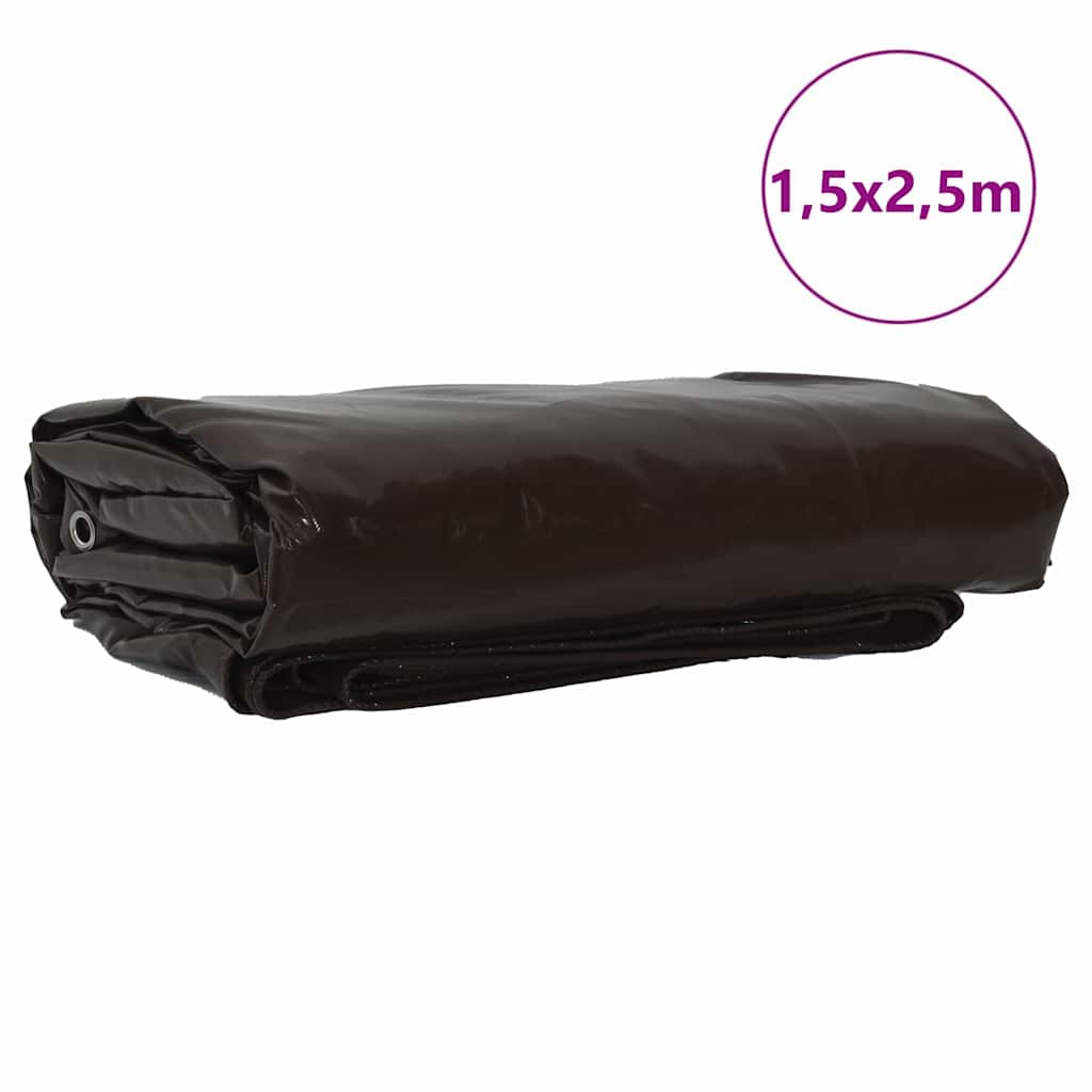 Bâche Vidaxl 650g m² marron toile 1,5 x 2,5 m avec enduction PVC