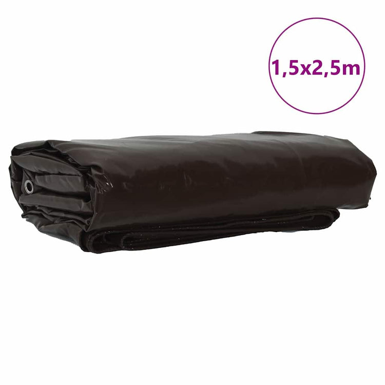 Bâche Vidaxl 650g m² marron toile 1,5 x 2,5 m avec enduction PVC