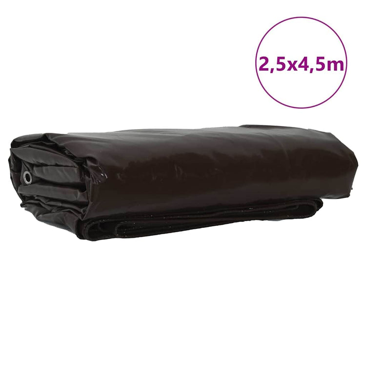 Bâche Vidaxl 650g m² marron toile 2,5 x 4,5 m avec enduction PVC