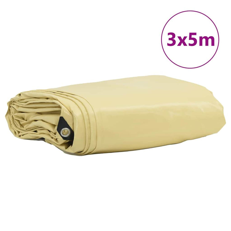 Bâche Vidaxl 650g m² beige 3 x 5 m toile avec enduction PVC