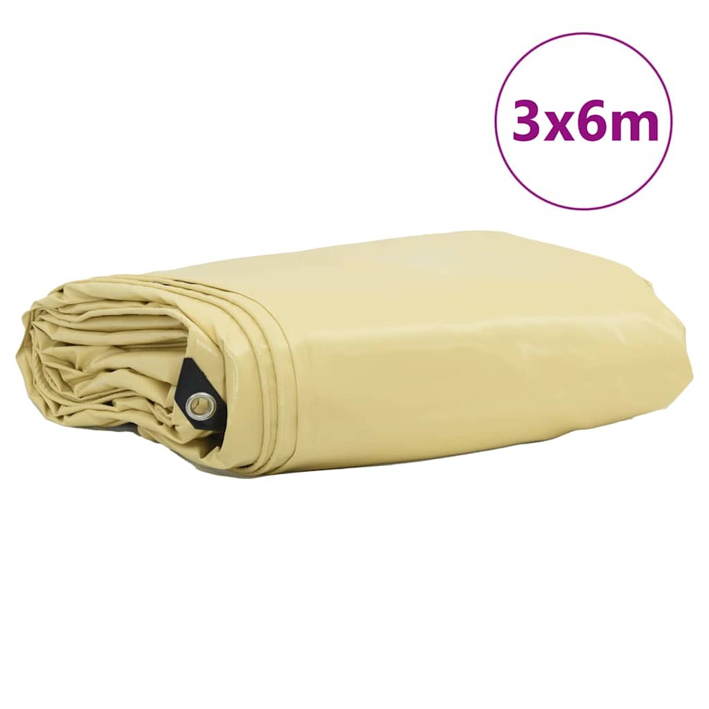 Bâche Vidaxl 650g m² beige 3 x 6 m toile avec enduction PVC