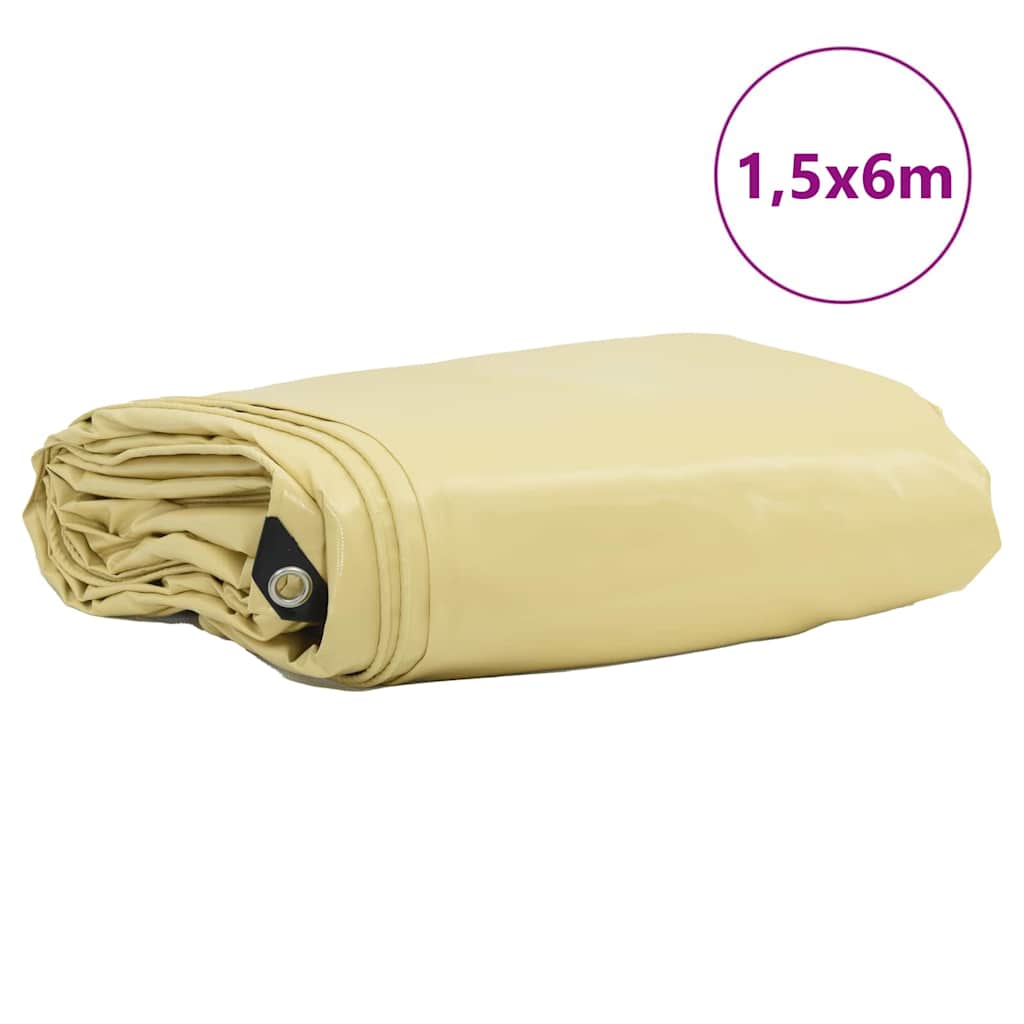 Bâche Vidaxl 650g m² beige 1,5 x 6 m toile avec enduction PVC