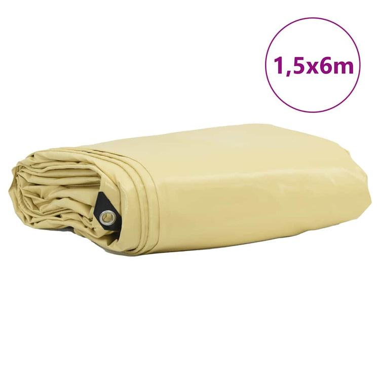 Bâche Vidaxl 650g m² beige 1,5 x 6 m toile avec enduction PVC