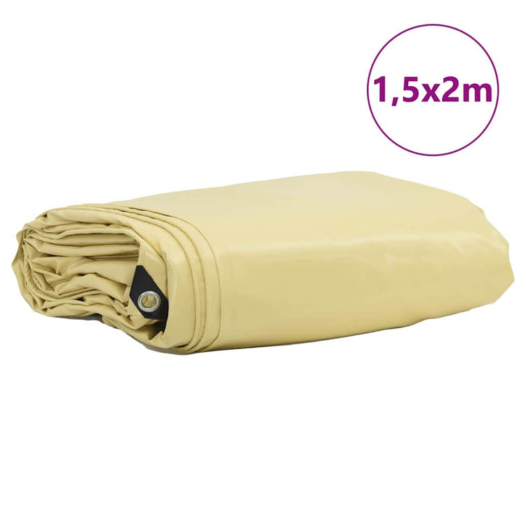 Bâche Vidaxl 650g m² beige toile 1,5 x 2 m avec enduction PVC