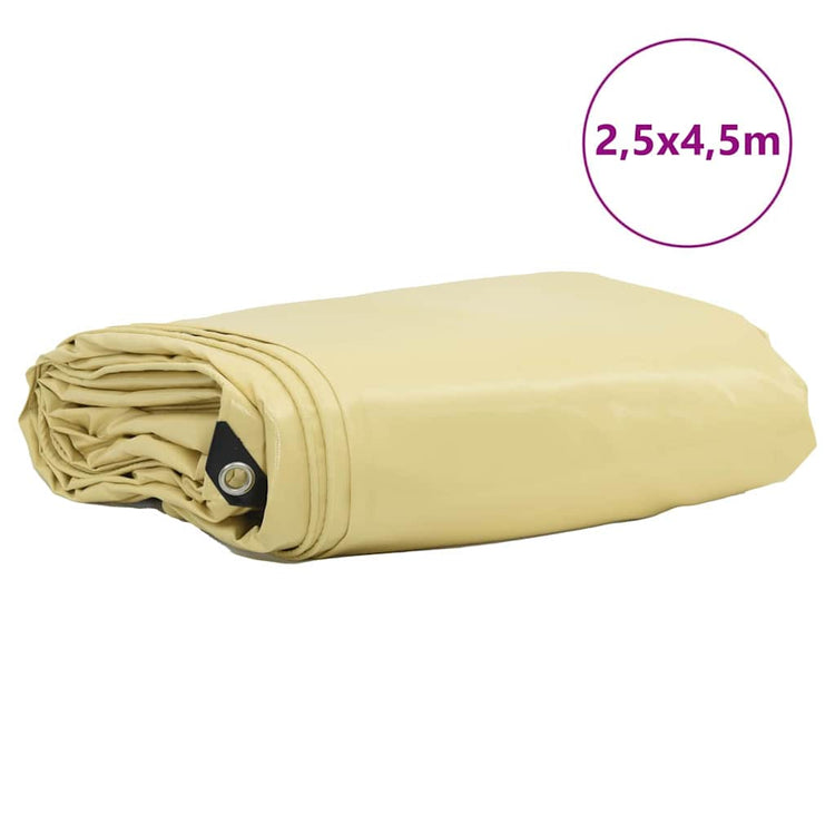 Bâche Vidaxl 650g m² beige 2,5 x 4,5 m toile avec enduction PVC