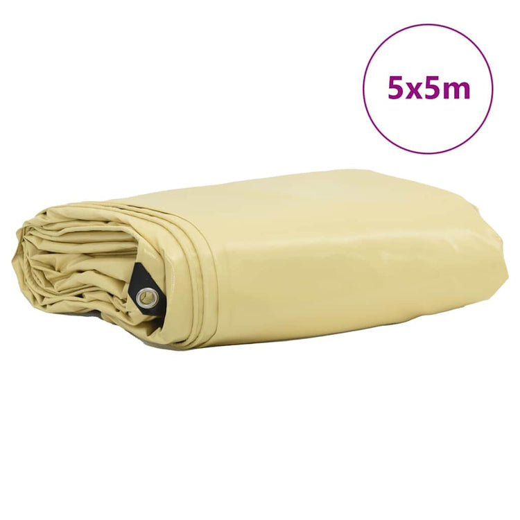 Bâche Vidaxl 650g m² beige toile 5 x 5 m avec enduction PVC