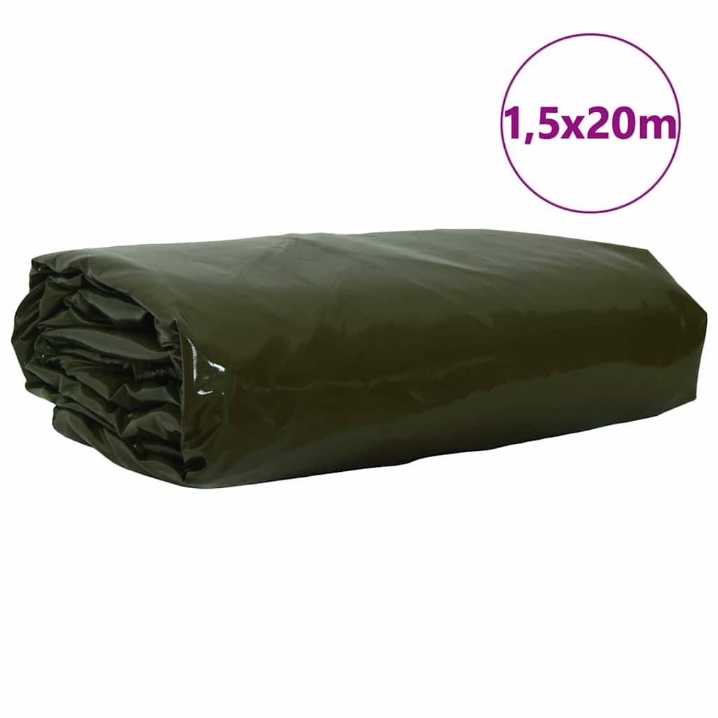 Bâche Vidaxl 650g m² vert olive toile 1,5 x 20 m avec enduction PVC