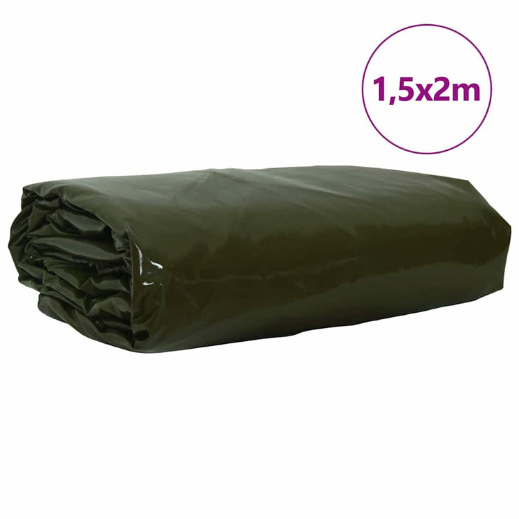 Bâche Vidaxl 650g m² vert olive toile 1,5 x 2 m avec enduction PVC