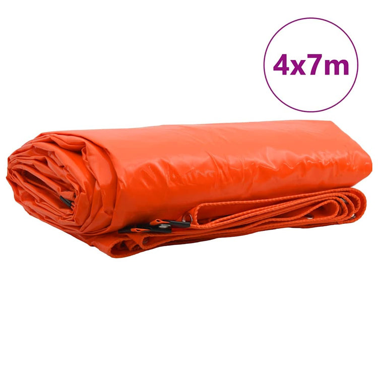 Bâche Vidaxl 650g m² orange toile 4 x 7 m avec enduction PVC