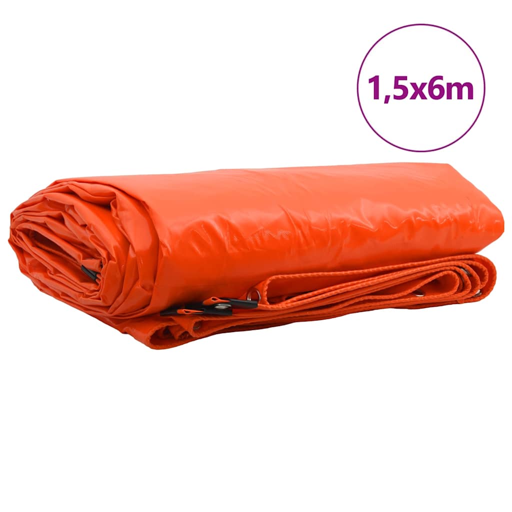 Bâche Vidaxl 650g m² orange toile 1,5 x 6 m avec enduction PVC
