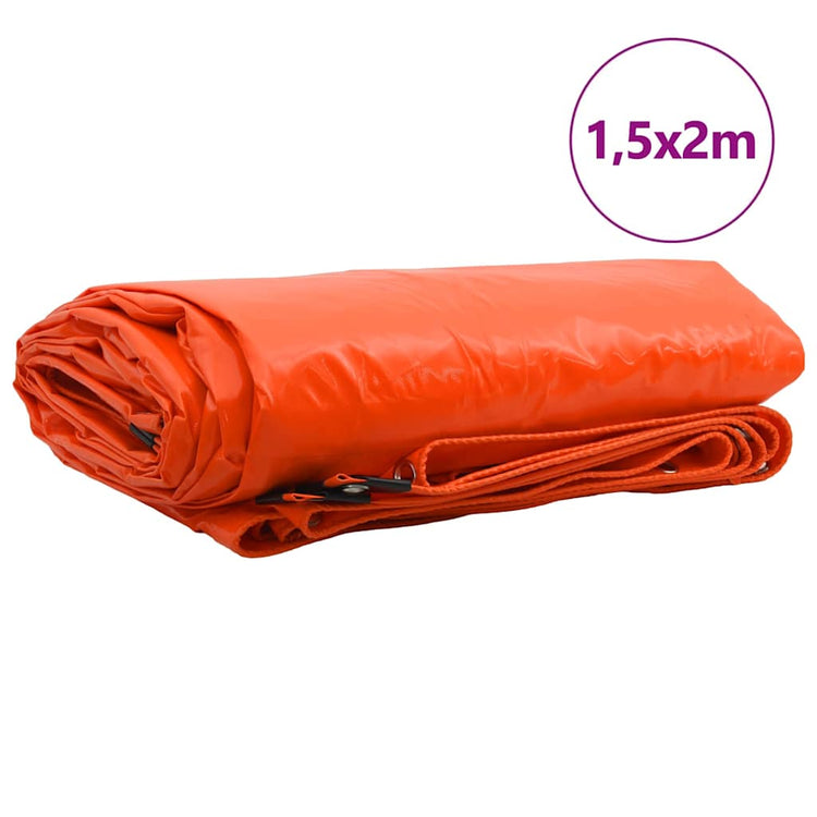 Bâche Vidaxl 650g m² orange toile 1,5 x 2 m avec enduction PVC