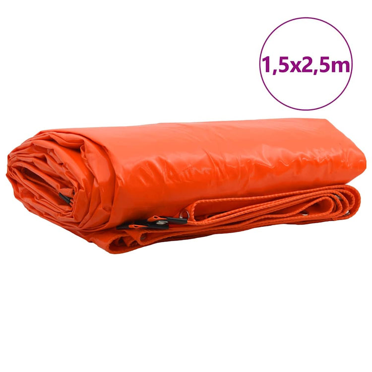 Bâche Vidaxl 650g m² orange toile 1,5 x 2,5 m avec enduction PVC
