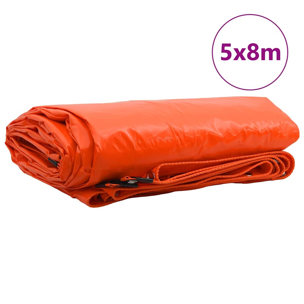 Bâche Vidaxl 650g m² orange toile 5 x 8 m avec enduction PVC