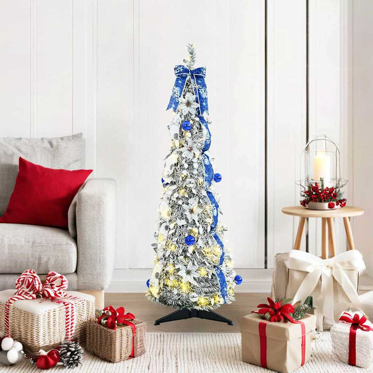 Vidaxx sapin de Noël artificiel avec 50 LED en PVC blanc standard 120 cm
