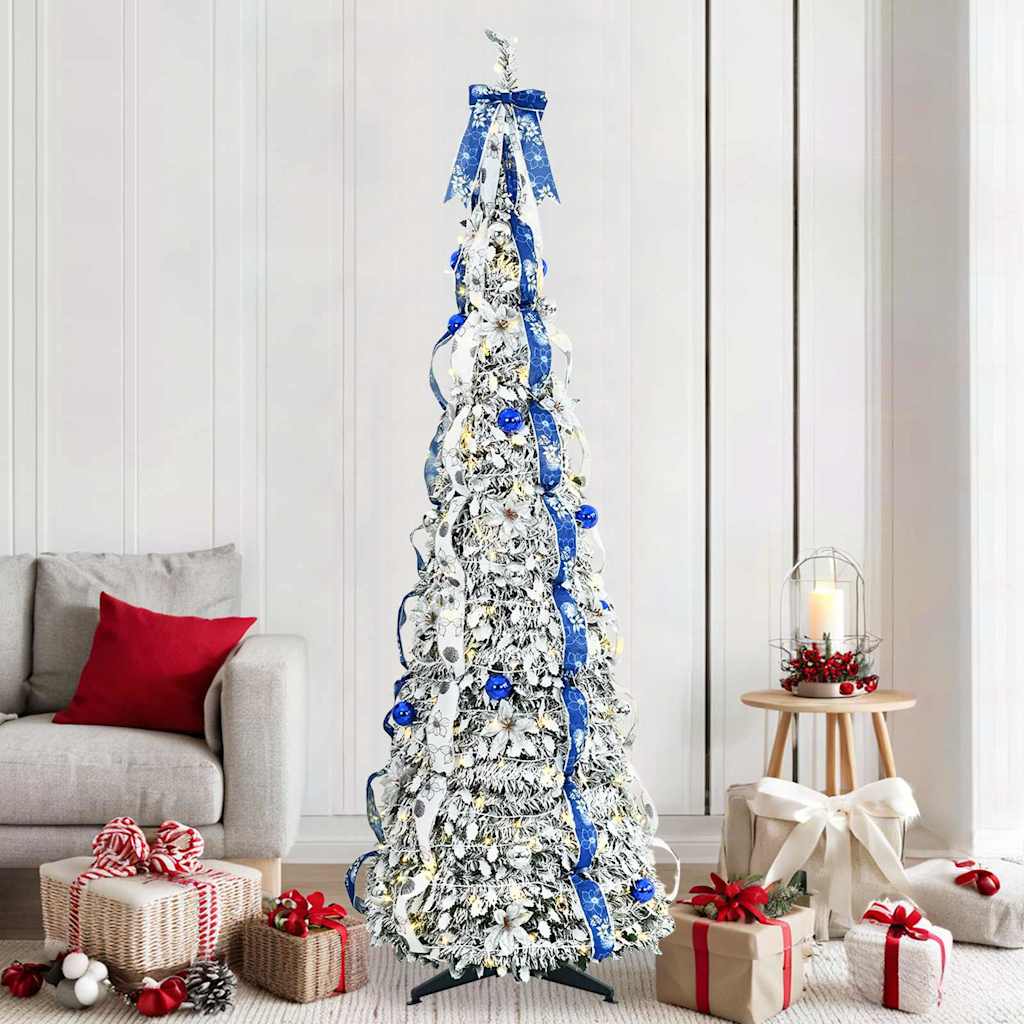 Vidaxx sapin de Noël artificiel avec 200 LED en PVC blanc standard 210 cm