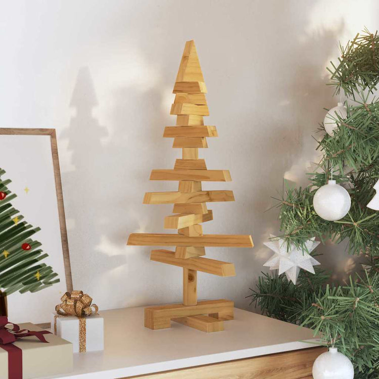 VidaXL sapin de Noël en bois avec bois de pin massif marron standard 60 cm