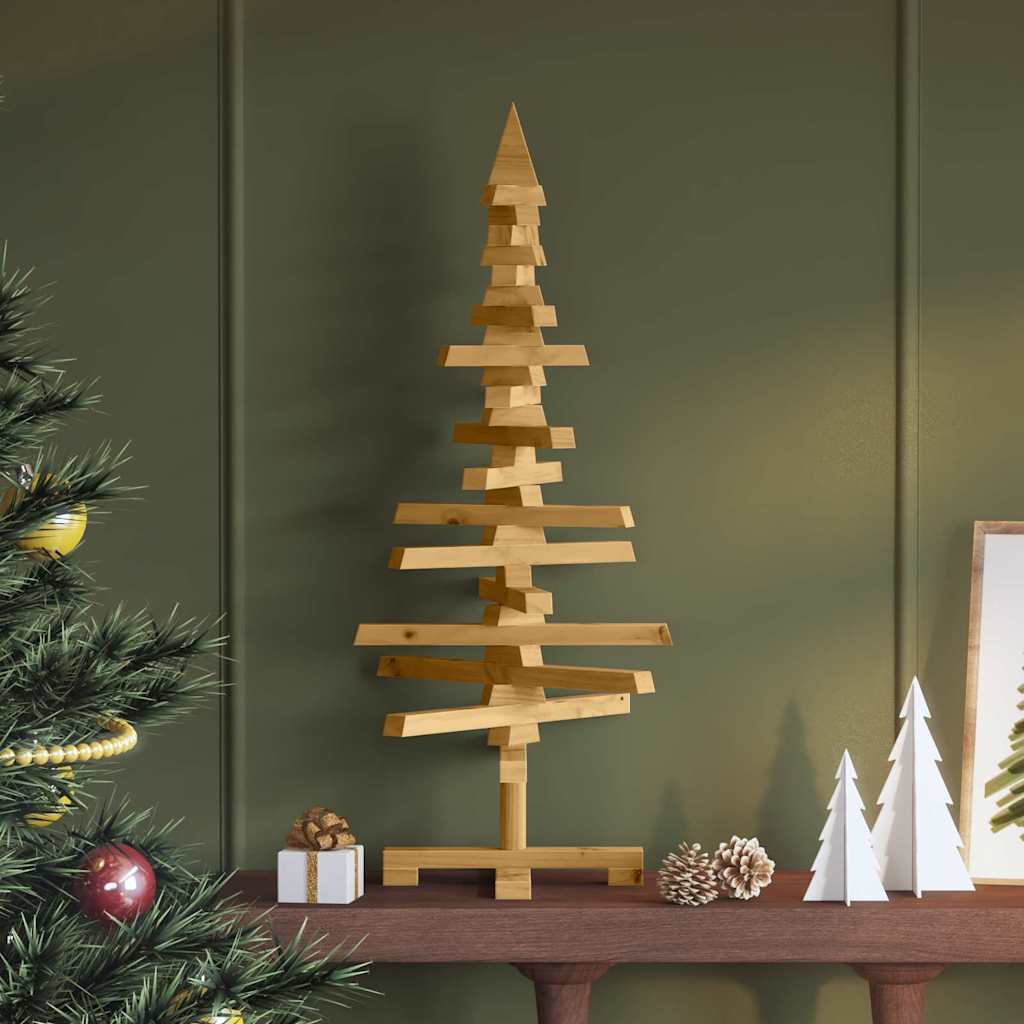 VidaXL sapin de Noël en bois avec bois de pin massif marron standard 90 cm