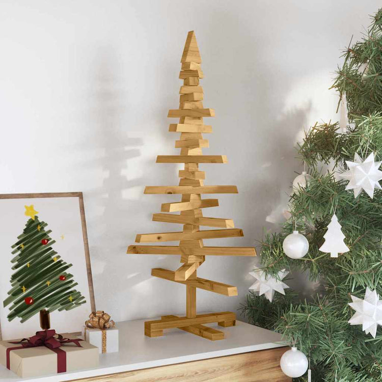 VidaXL sapin de Noël en bois avec bois de pin massif marron standard 90 cm