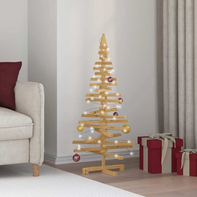 VidaXL sapin de Noël en bois avec bois de pin massif marron standard 120 cm