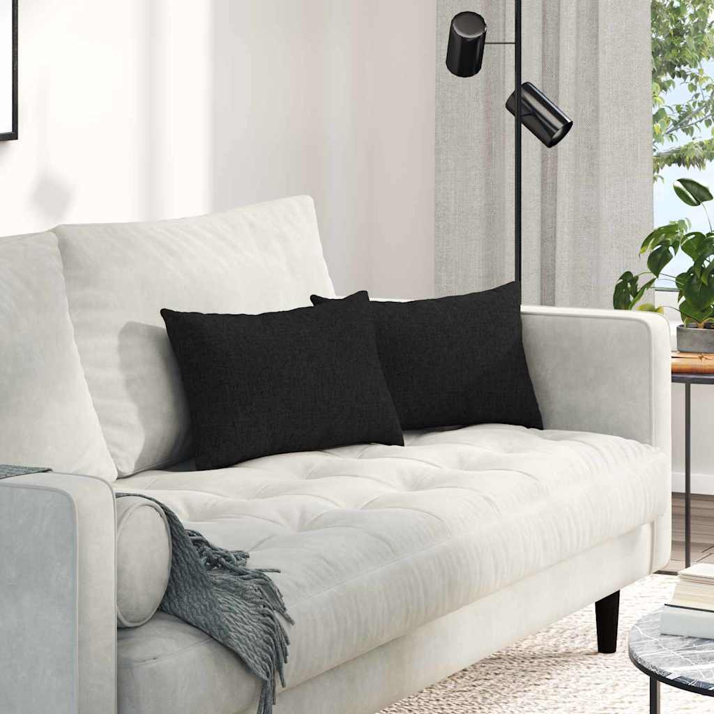 VidaXL coussins de canapé 2 pcs noir 50 x 30 cm tissu