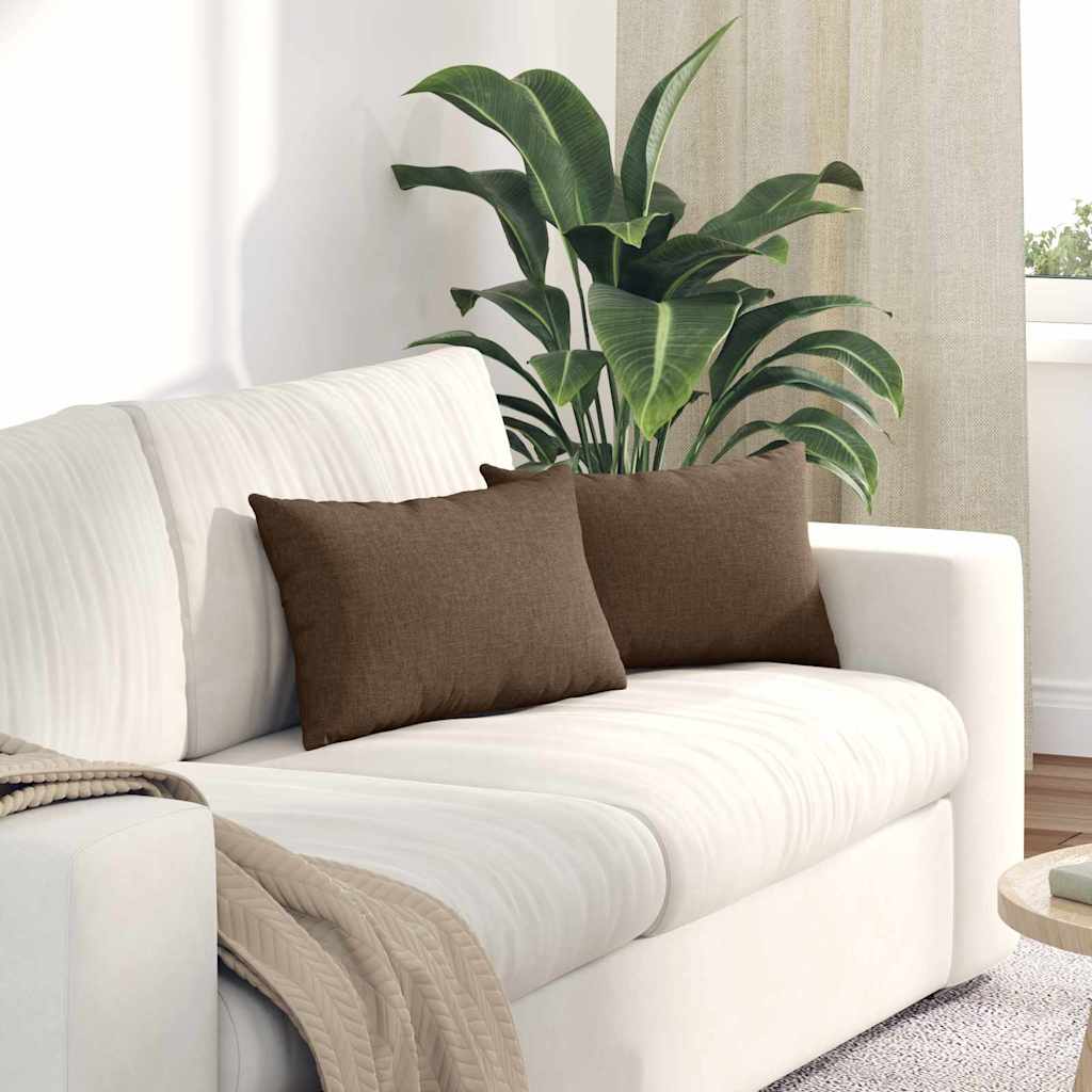 VidaXL coussins de canapé 2 pcs marron 50 x 30 cm tissu