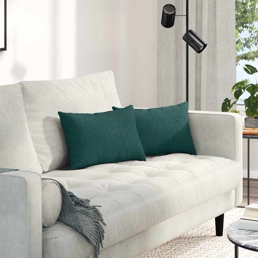 VidaXL coussins de canapé 2 pcs tissu vert foncé 50 x 30 cm