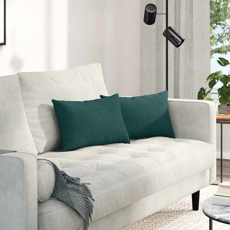 VidaXL coussins de canapé 2 pcs tissu vert foncé 50 x 30 cm