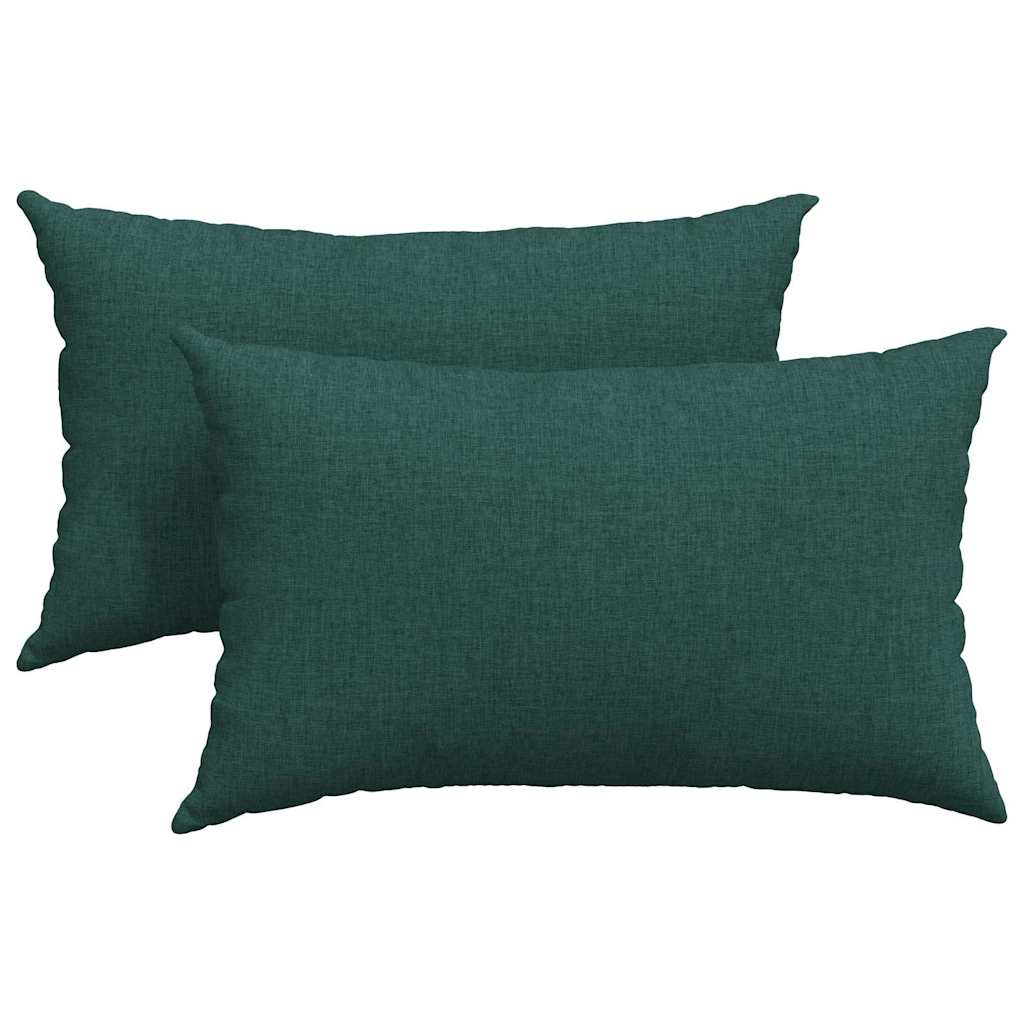 VidaXL coussins de canapé 2 pcs tissu vert foncé 50 x 30 cm