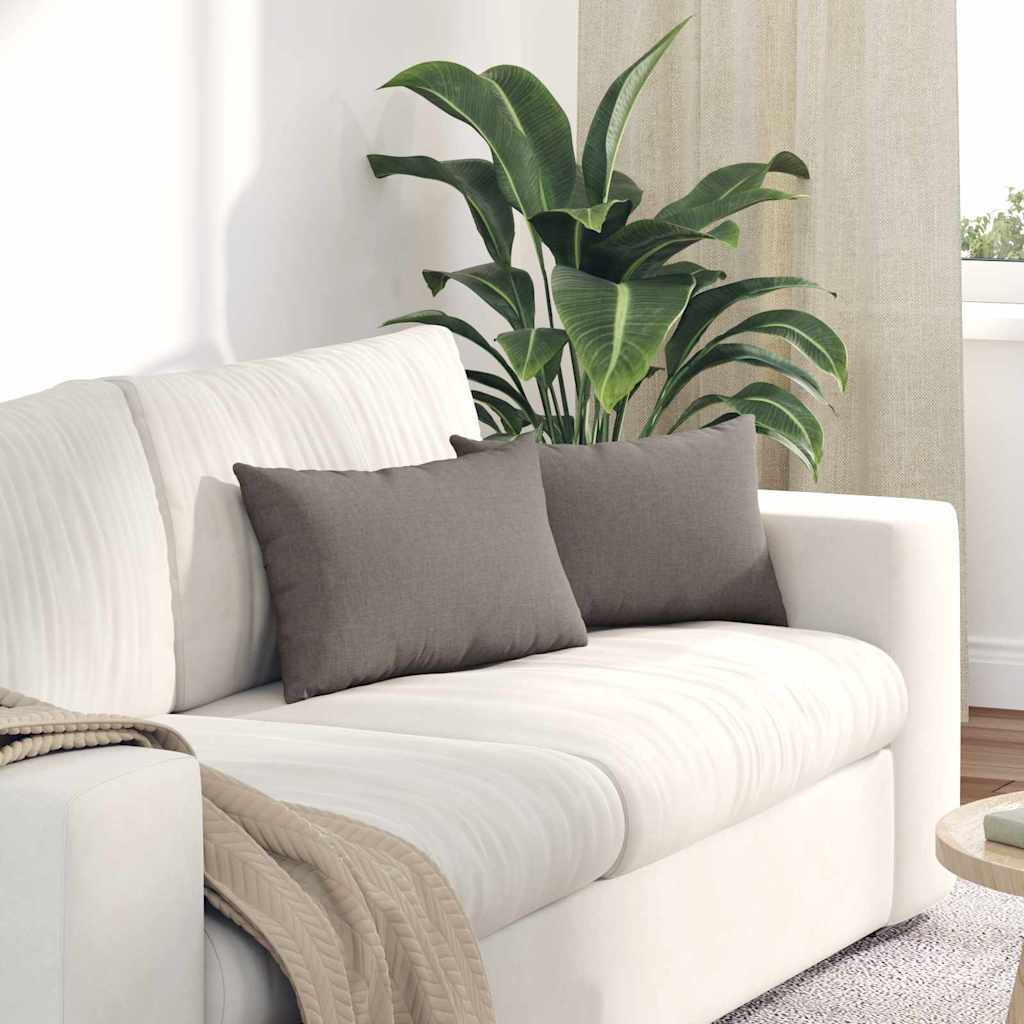 VidaXL coussins de canapé 2 pcs tissu taupe 50 x 30 cm