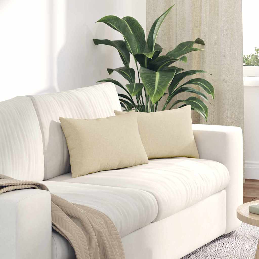 VidaXL coussins de canapé 2 pcs crème 50 x 30 cm tissu