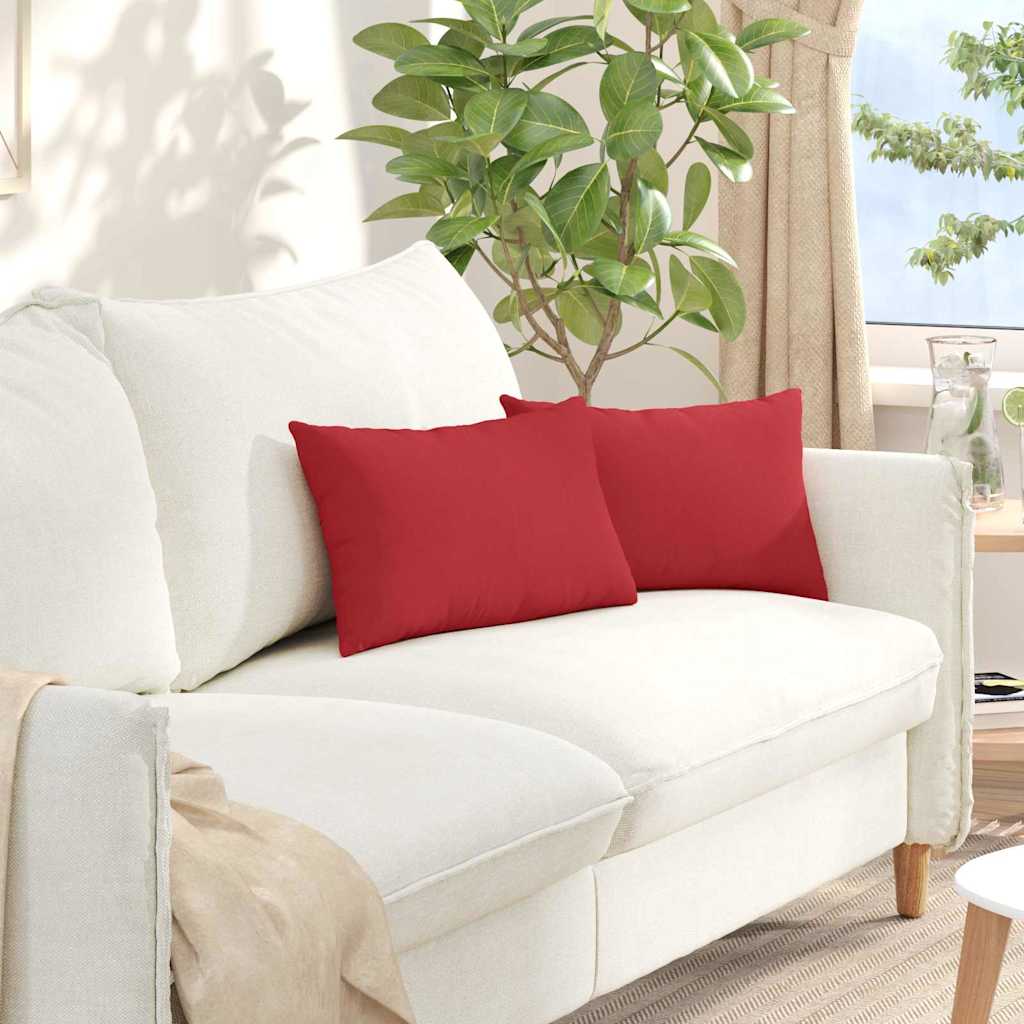 VidaXL coussins de canapé 2 pcs rouge 50 x 30 cm tissu