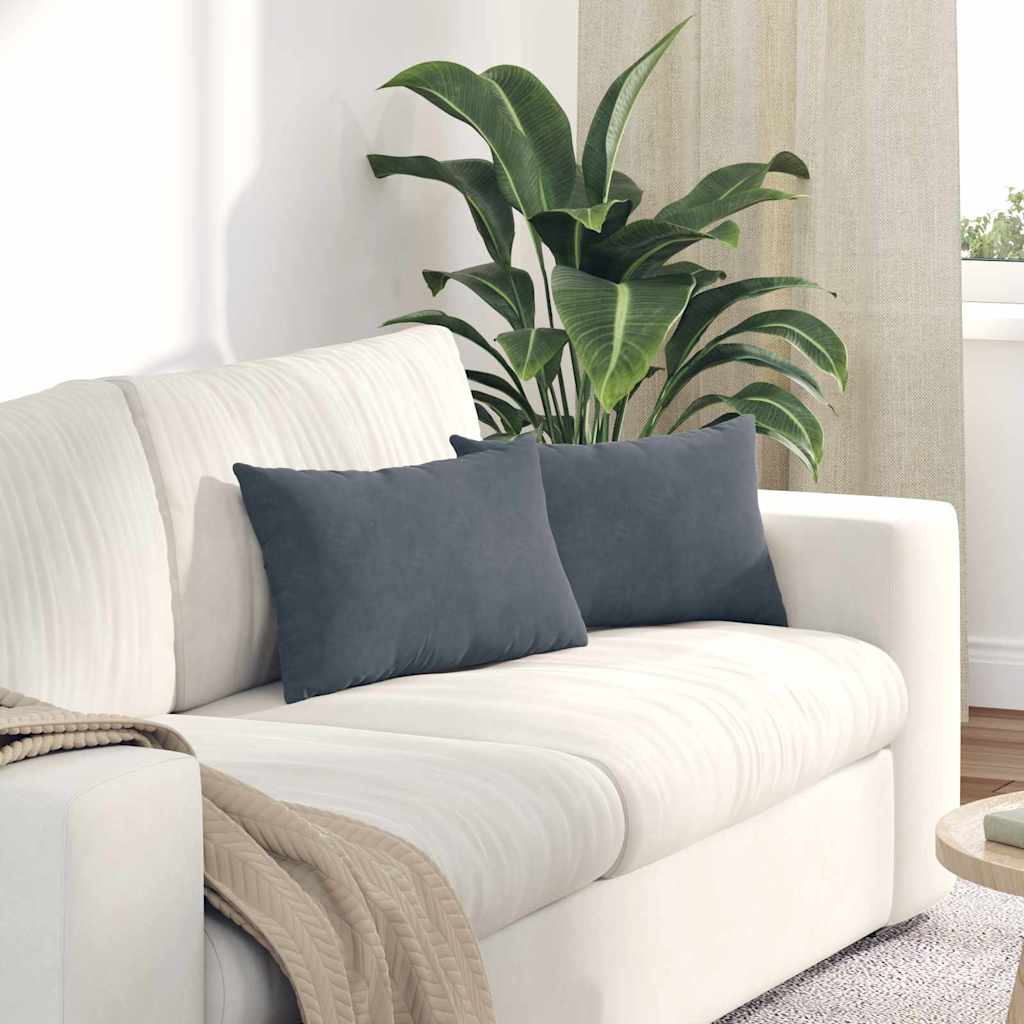 VidaXL coussins de canapé 2 pièces gris foncé 50 x 30 cm tissu corde