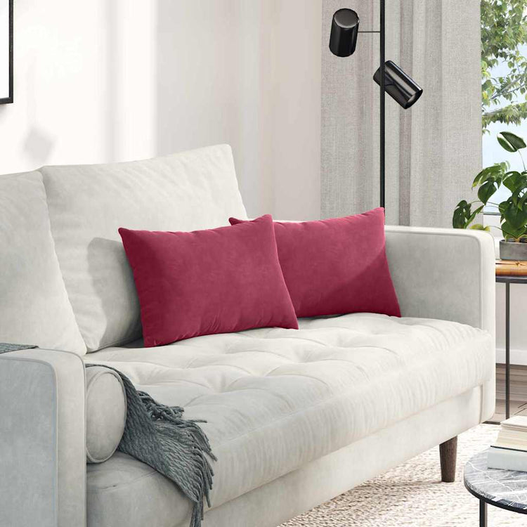 VidaXL coussins de canapé, 2 pièces, bordeaux, tissu corde 50 x 30 cm