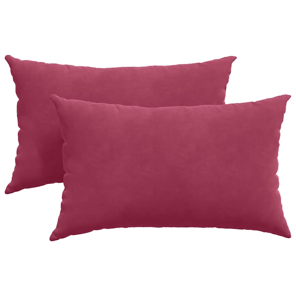 VidaXL coussins de canapé, 2 pièces, bordeaux, tissu corde 50 x 30 cm