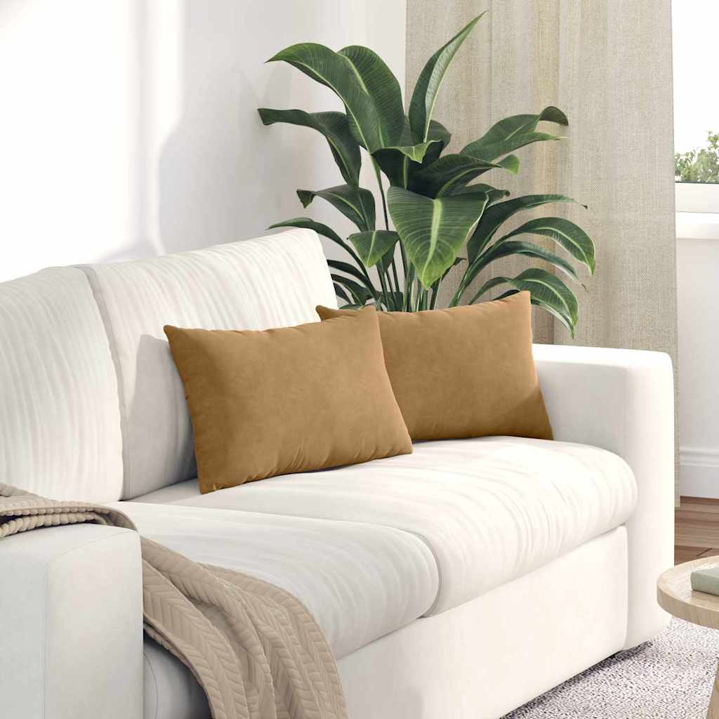 VidaXL coussins de canapé 2 pièces marron 50 x 30 cm tissu corde