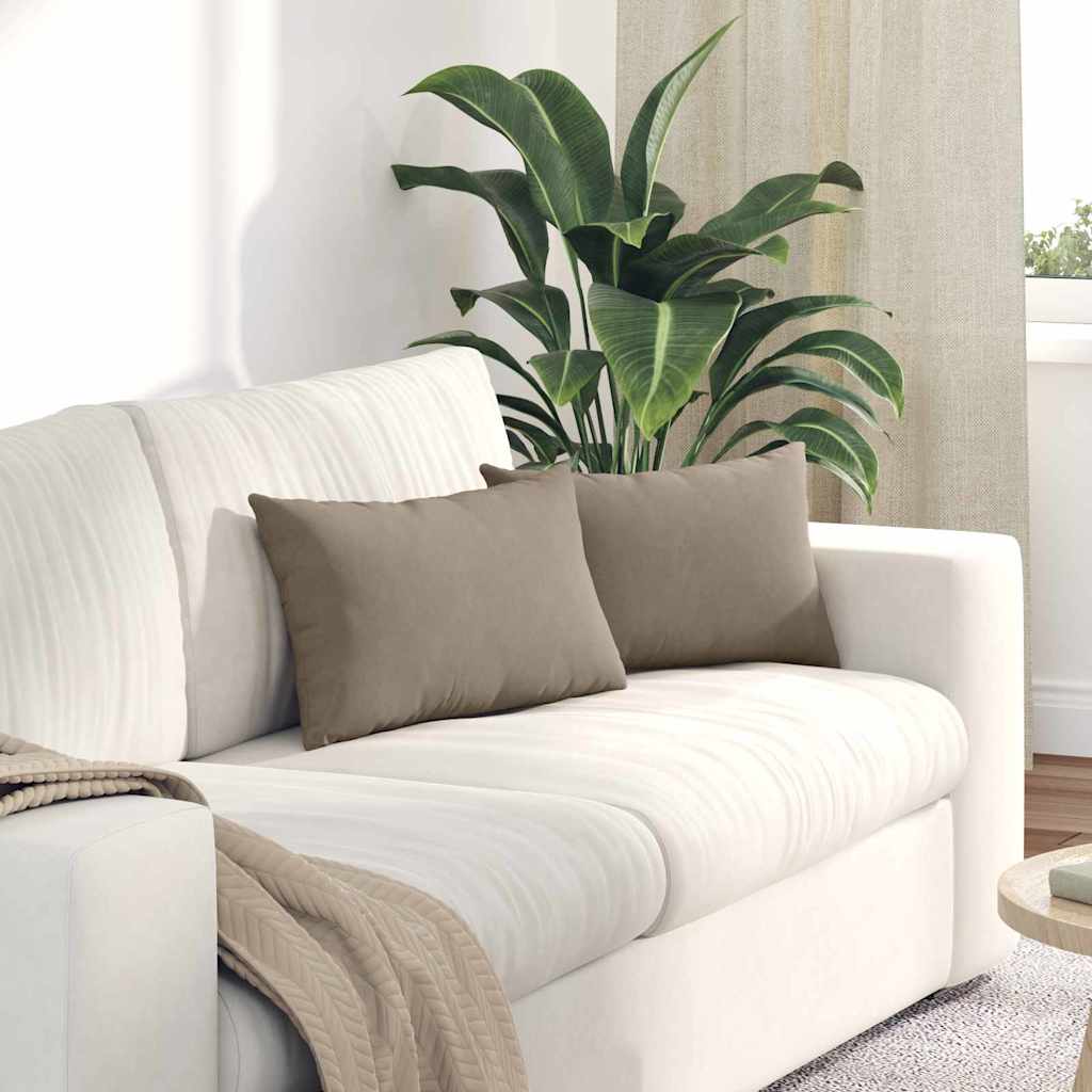 VidaXL coussins de canapé 2 pièces taupe 50 x 30 cm tissu