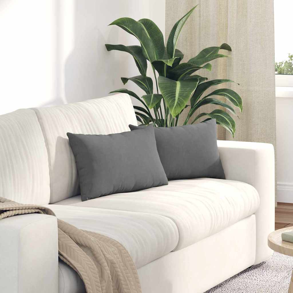 VidaXL coussins de canapé 2 pièces tissu gris foncé 50 x 30 cm