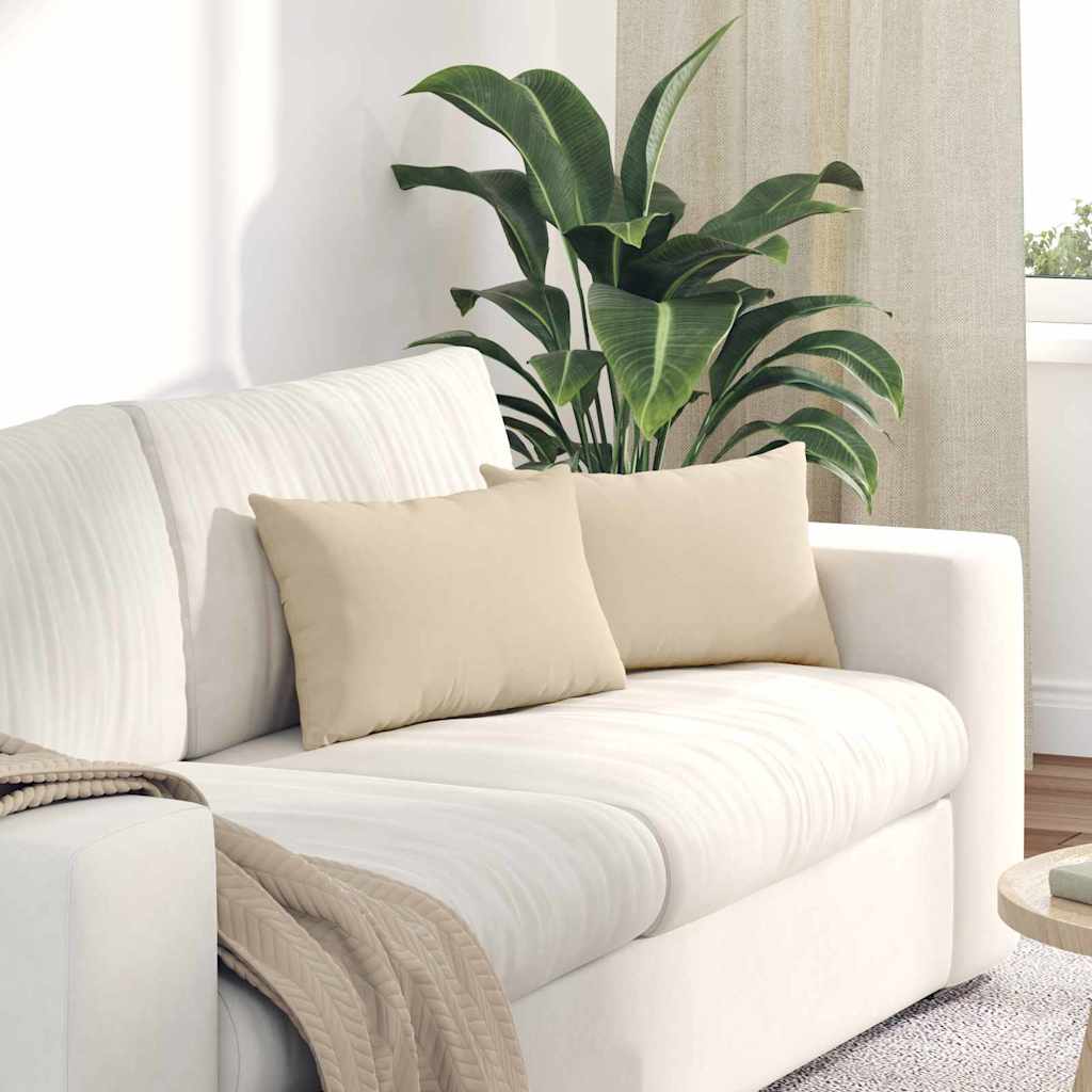 VidaXL coussins de canapé 2 pièces crème 50 x 30 cm tissu