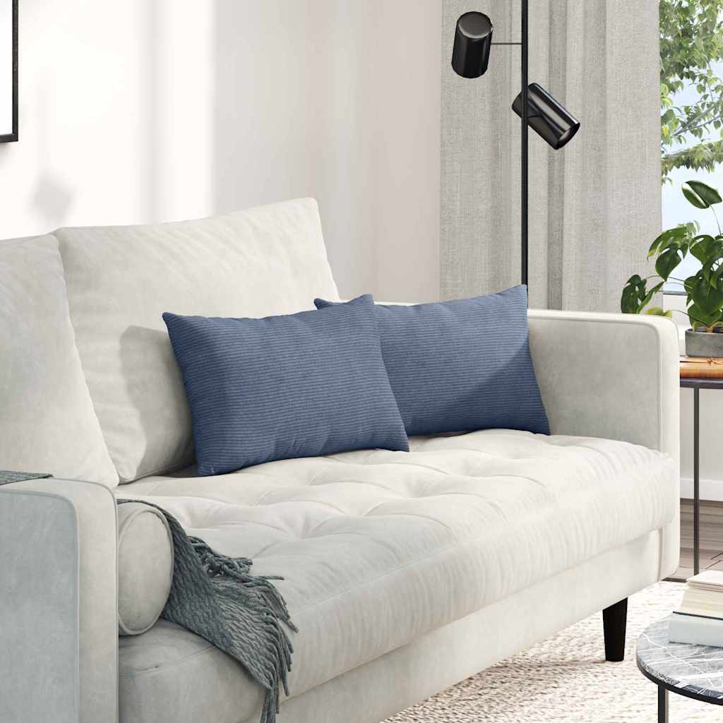 VidaXL coussins de canapé 2 pièces bleu 50 x 30 cm tissu corde