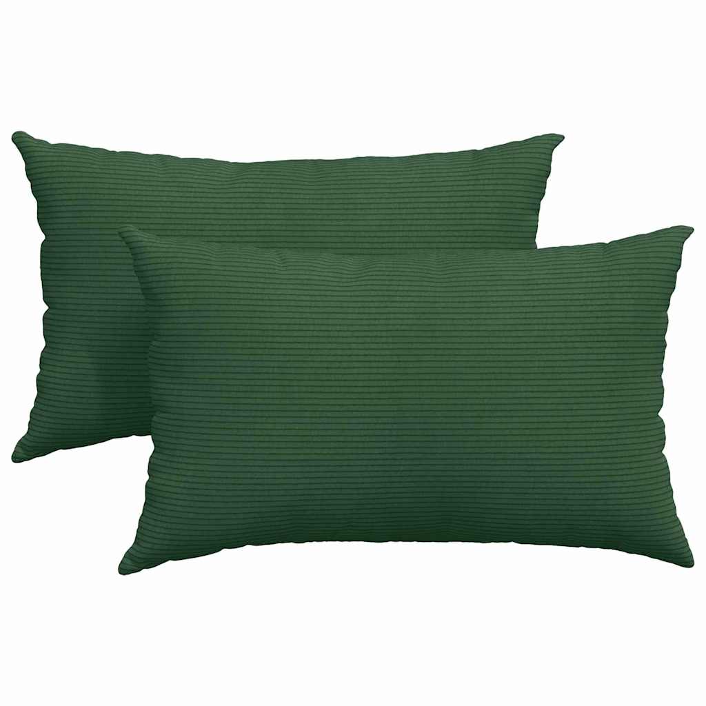 VidaXL coussins de canapé, 2 pièces, vert foncé, tissu corde 50 x 30 cm