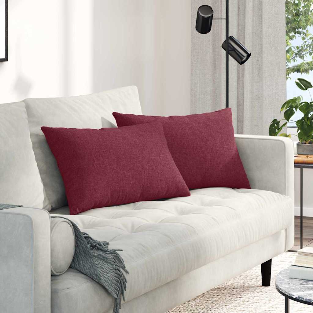VidaXL coussins de canapé 2 pcs vin rouge 60 x 40 cm tissu