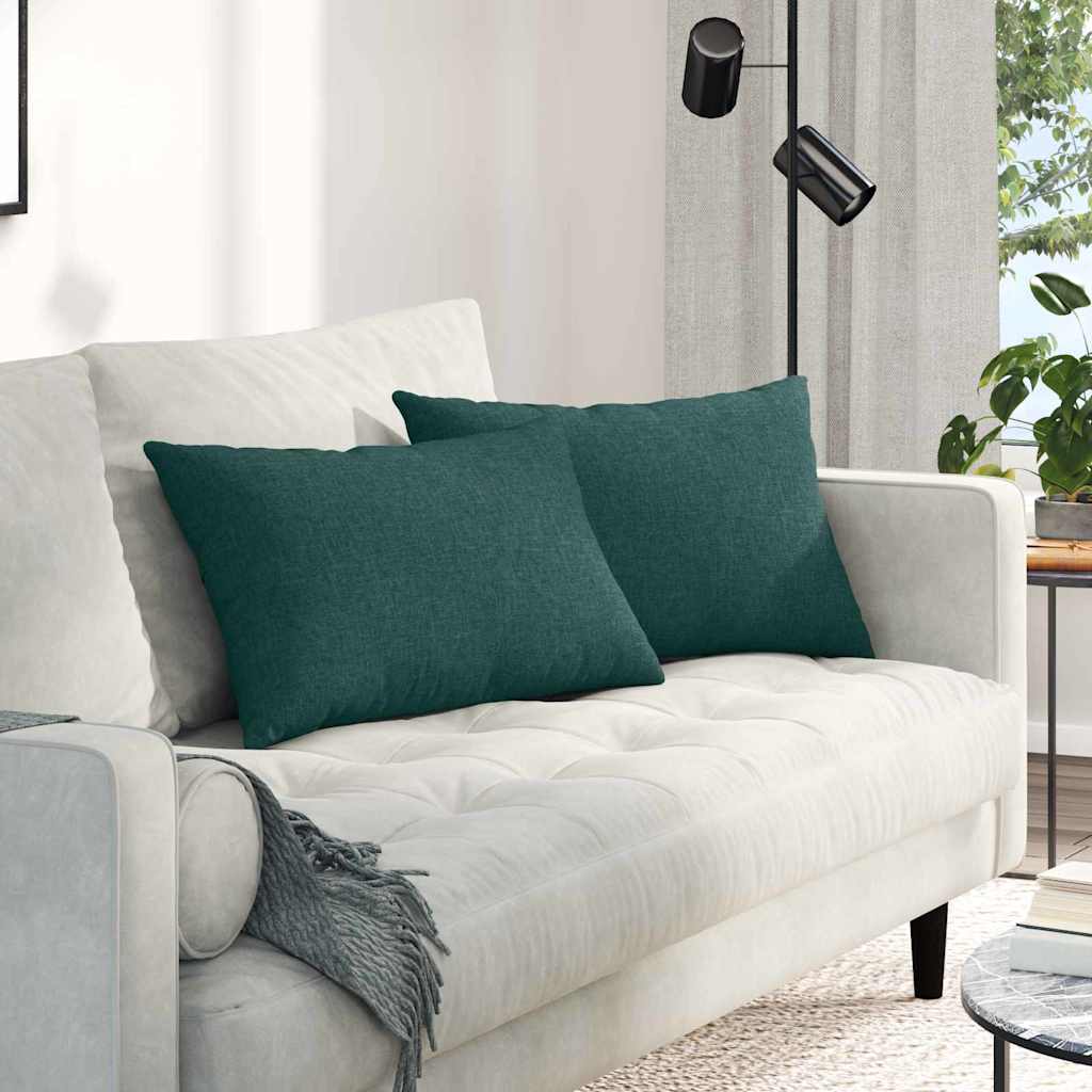 VidaXL coussins de canapé 2 pcs tissu vert foncé 60 x 40 cm