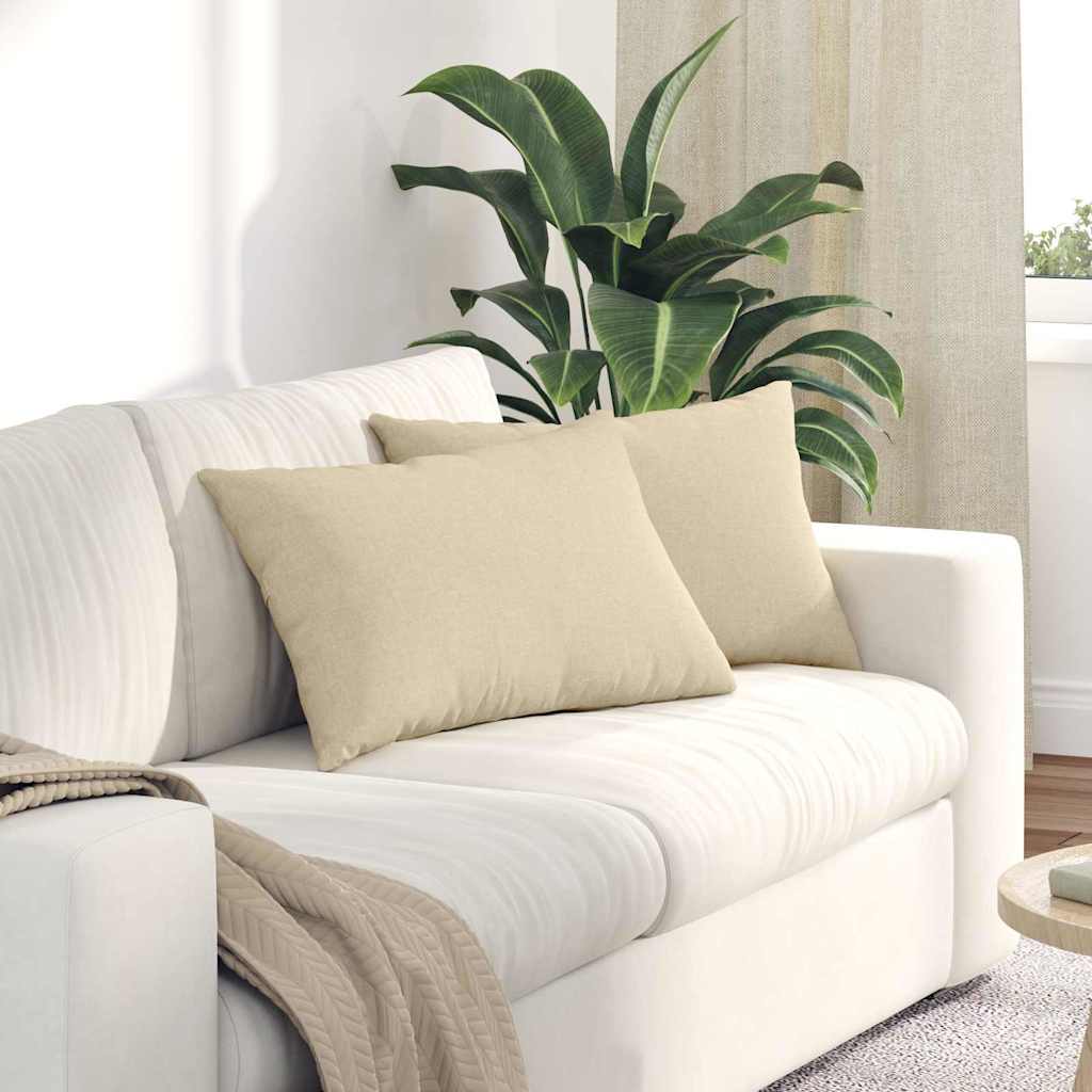 VidaXL coussins de canapé 2 pcs crème 60 x 40 cm tissu