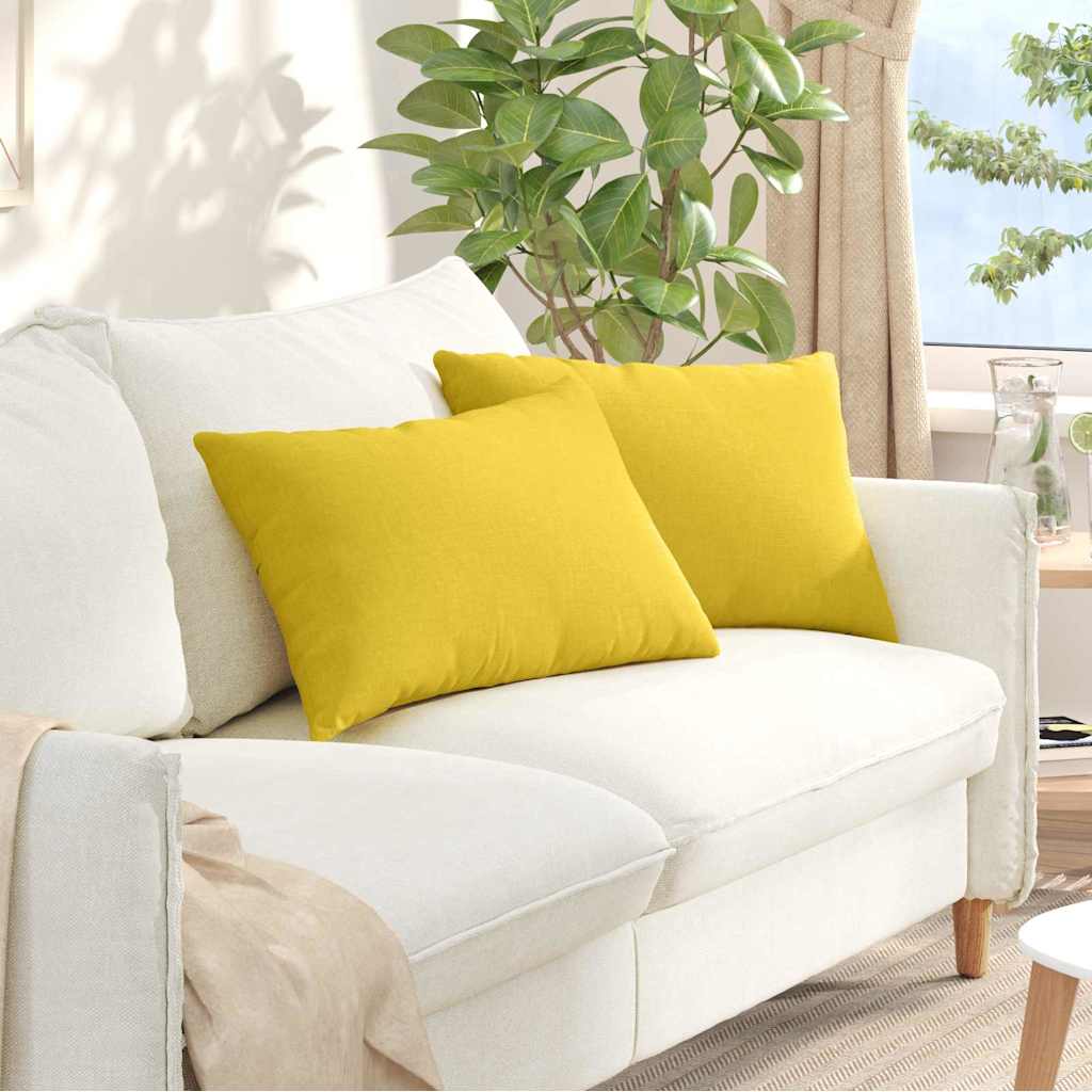 VidaXL coussins de canapé 2 pcs tissu jaune clair 60 x 40 cm