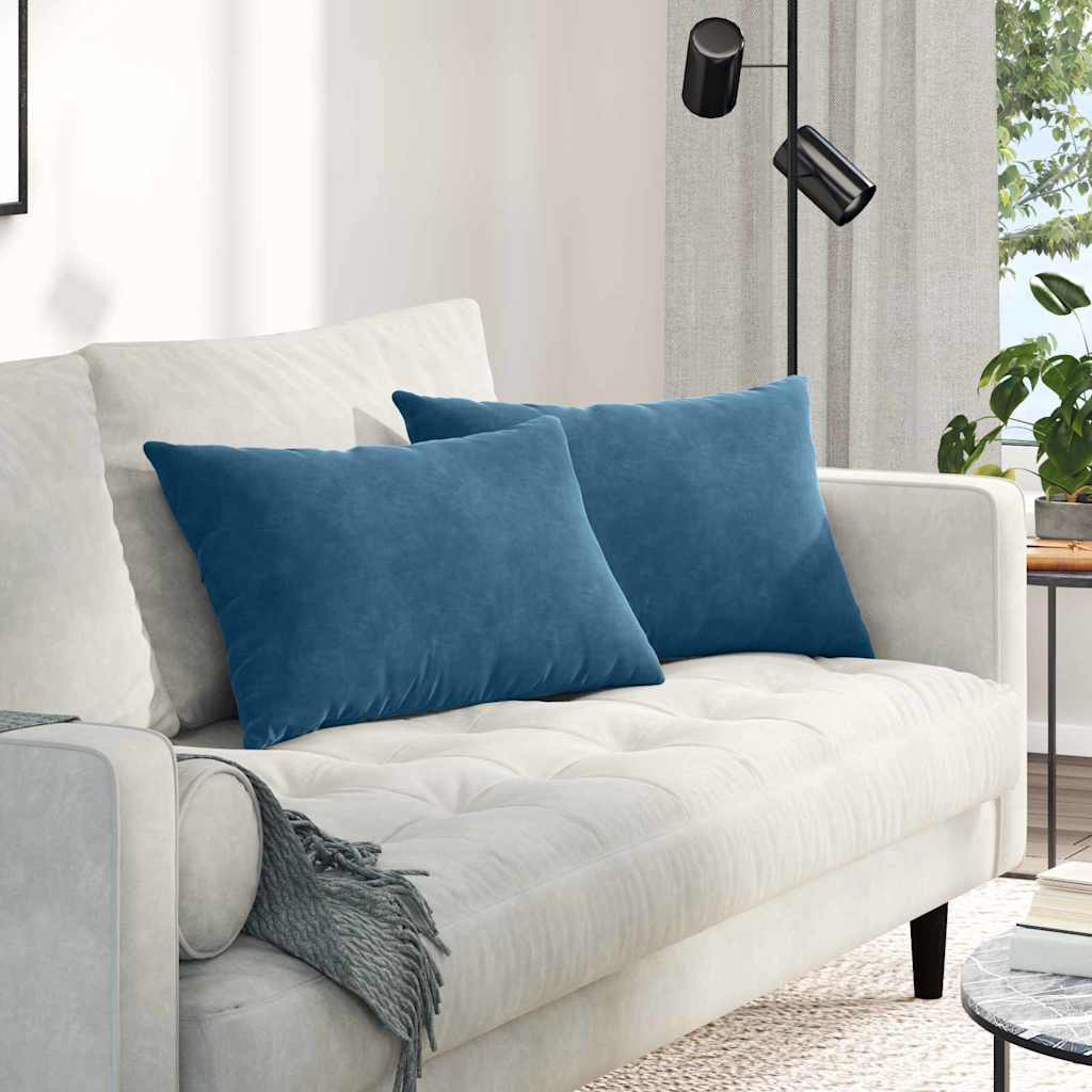 VidaXL coussins de canapé 2 pièces bleu 60 x 40 cm tissu corde