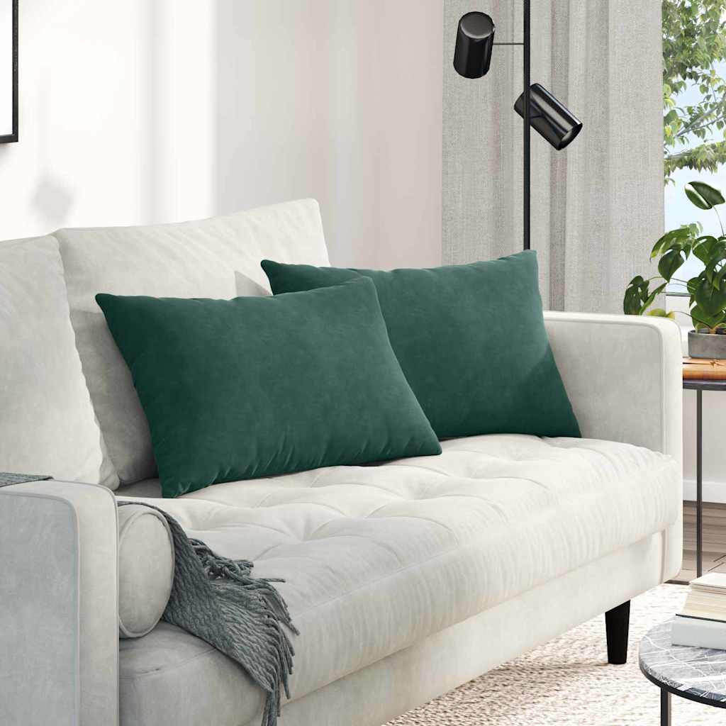 VidaXL coussins de canapé 2 pièces tissu corde vert foncé 60 x 40 cm