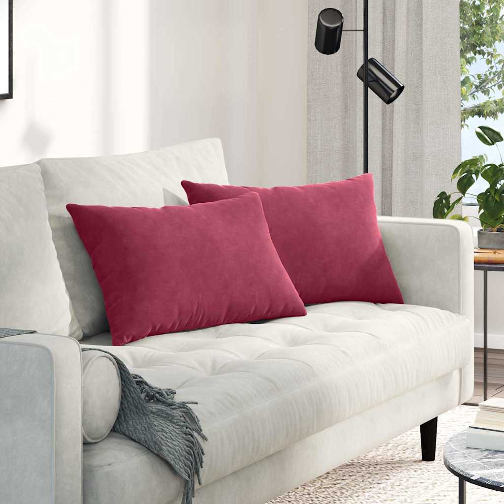 VidaXL coussins de canapé, 2 pièces, bordeaux, tissu corde 60 x 40 cm